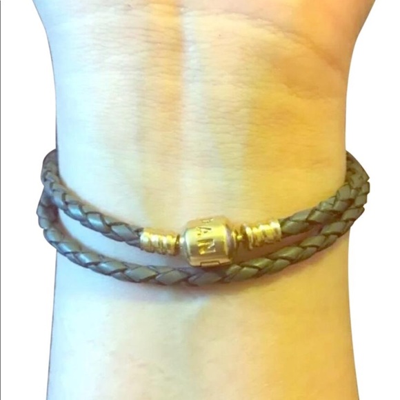 Pandora leather bracelet w/gold clasp - Picture 1 of 6